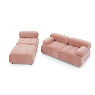 Modular Sectional Sofa, Button Tufted Design With Diy L-Shaped Layout, Reversible Ottoman