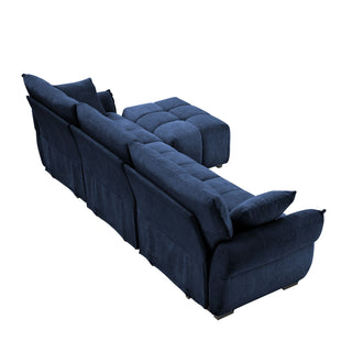 Sofa Set With Ottoman And Pillows, Textured, High Resilience Cushions