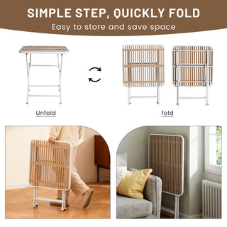 4 Piece Set Of Modern Striped Single Chairs With Folding Square Table