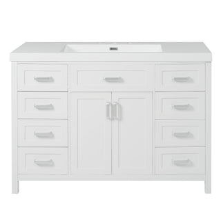 Bathroom Vanity With Sink, 2 Doors 8 Drawers, Soft Close System, Classic Design