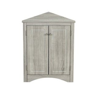 Triangle Bathroom Storage Cabinet With Adjustable Shelves, Freestanding Floor Cabinet - Oak