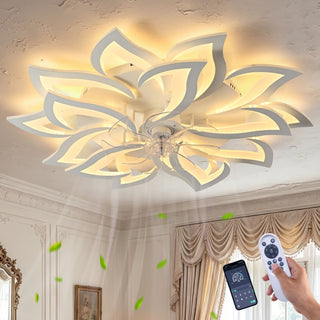 Ceiling Fan With Remote Control And Lights, 6 Speeds, 3 Color Temperatures, Low Profile Flush Mount