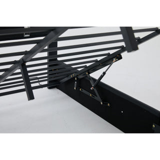 Upholstered Platform Bed Frame With Adjustable LED Headboard, USB C-Charging, Hydraulic Lift