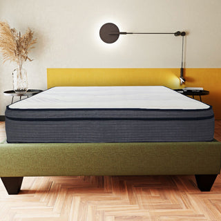 Hybrid Plush Foam Mattress, Soft Polyester Knit Cover, Multi Layer Foam Mattress - White / Gray - King