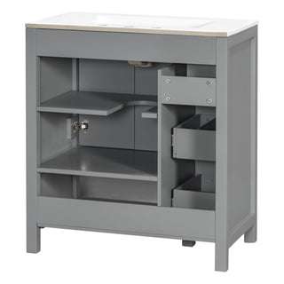 Bathroom Vanity With Sink Top, Bathroom Vanity Cabinet With 2 Doors And 2 Drawers, Open Shelf