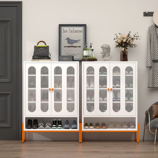 Modern Metal Shoe Cabinet With DoublebSided Doors And Adjustable Partitions