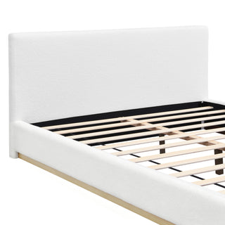 Queen Upholstered Bed - Natural / White