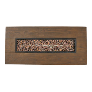 Transitional Rectangular Outdoor Propane Fire Pit With 50, 000 Btu