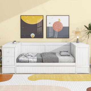 Daybed With Storage Arms, Trundle And Charging Station