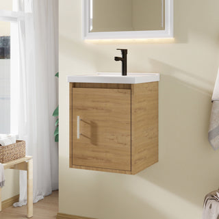 Floating Bathroom Vanity Combo, Wall Mounted Cabinet With Sink & Soft Close Doors For Small Bathrooms
