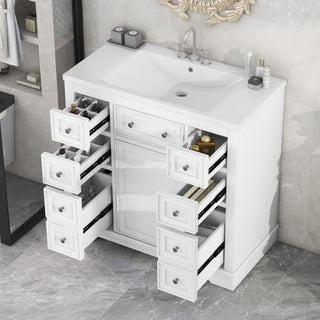 Modern Bathroom Vanity With Sink Combo, 6 Drawers And 1 Cabinet