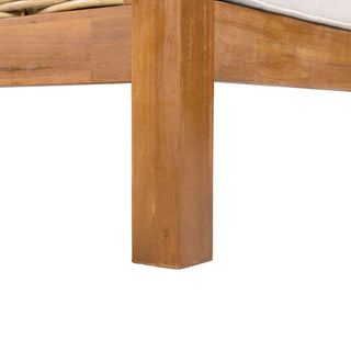 Outdoor Club Chair With Rope Arm And Cushions - Beige / Teak