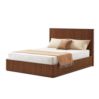 Wave Pattern Headboard Platform Bed Frame