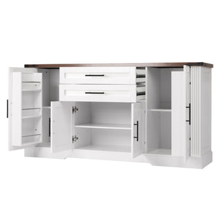 Barn Door Storage Cabinet With 2 Drawers & Door Rack, Adjustable Shelves