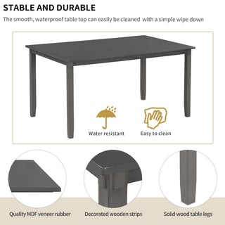 6 Piece Rectangular Dining Table Set With 4 Chairs And Bench