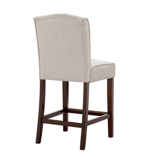 Tufted Counter Stool With Button Tufted Back - Tan