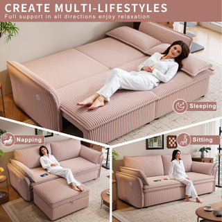 2 In 1 Convertible Sofa Bed, Multi Functional Living Room Furniture