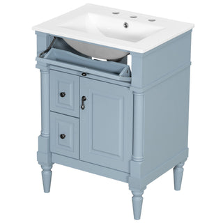 Freestanding Bathroom Vanity With Sink, Adjustable Shelf & Flip Drawer
