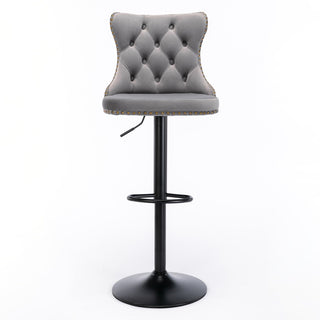 Swivel Barstools Adjusatble Seat Height, Modern Upholstered Bar Stools With Backs Comfortable Tufted For Home Pub And Kitchen Island (Set of 2)