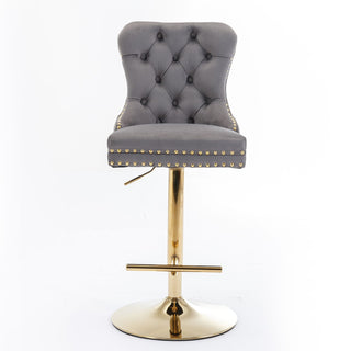 Thick Swivel Barstools Adjusatble Seat Height From 25-33", Modern Upholstered Bar Stools With Backs Comfortable Tufted For Home Pub And Kitchen Island (Set of 2)