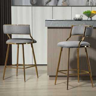 Counter Height Bar Stools With Powder Coating Base And Footrest (Set of 2) -