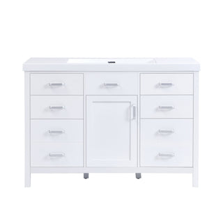 47.25" Modern Bathroom Vanity With Sink, Soft Close Single Door & 6 Drawers - White