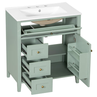 Modern Bathroom Vanity With Sink, 3 Drawers And Adjustable Shelf