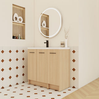 Wall Mounted Floating Bathroom Vanity With Sink, 3 Door Modular Cabinet