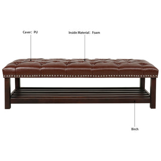 Bedroom End Of Bed Bench Tufted Upholstered End Of Bed Bench End Of Bed Entrance Shoe Bench With Nailhead Trim And Shelf Bedroom Upholstered Bench Living Room Shoe Rack Footstool