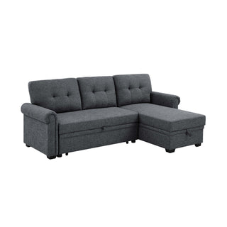 Upholstered Sleeper Sofa With Reversible Storage Chaise - Dark Gray