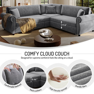 L-Shaped Sofa Couch With Pull-Out Bed