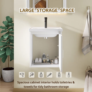 Floating Bathroom Vanity Combo, Wall Mounted Cabinet With Sink & Soft Close Doors For Small Bathrooms