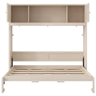Rustic Casual Murphy Bed With Storage Cabinets