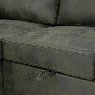 Convertible L - Sectional Sofa Bed With Storage Chaise And Padded Armrests