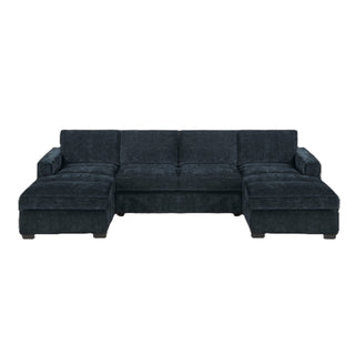 U - Sectional Sofa Upholstered LAF / RAF Chaise With Armless Loveseat And Chairs - Black