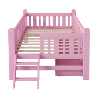 Platform Bed With Guardrail And 2 Drawers