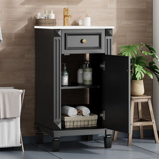 Bathroom Vanity With Sink, Soft-Closing Door, Adjustable Shelf