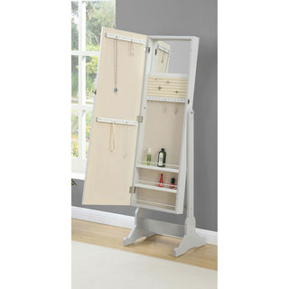 Rosalba - Jewelry Cheval Mirror With Tilting Full Length Mirror And Hidden Storage - Light Gray
