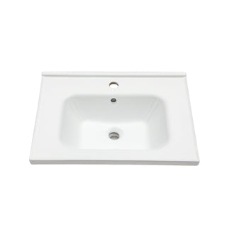 Rectangular Single Vanity Top With 1 Faucet Hole And Overflow Ceramic