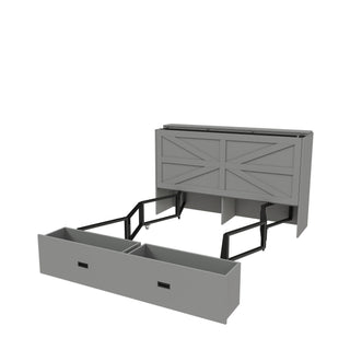 Full Murphy Bed With Storage Drawers, Charging Station, Foldable Panels, And Silent Swivel Wheels