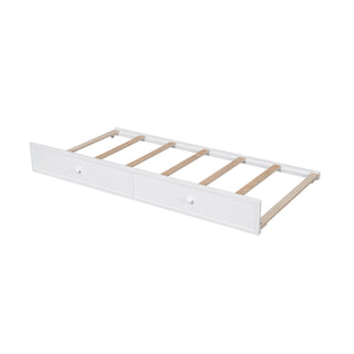 Bunk Bed With Twin Size Trundle, Storage And Guard Rail For Bedroom