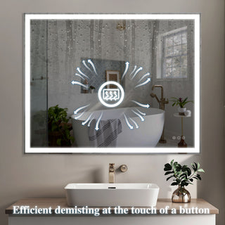 LED Bathroom Vanity Mirror Wall Mounted Adjustable / Warm / Natural Lights Anti-Fog Touch Switch With Memory Modern Smart Large Bathroom Mirrors