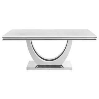 Allessandra - Rectangular U-Shaped Base Dining Table - White / Silver