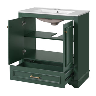 Bathroom Vanity With Sink, Cabinet & 2 Soft Closing Doors & Adjustable Shelf