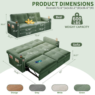 2 In 1 Convertible Sofa Bed For Living Rooms