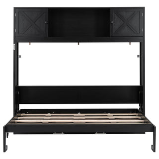 Rustic Casual Murphy Bed With Storage Cabinets