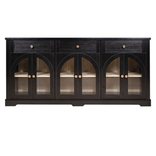 Sideboard Cabinet With 3 Drawers And 6 Arched Glass Doors