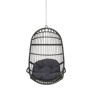 Rustic Hanging Basket Chair With Cushion