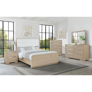 Mirador - Queen Panel Bed With Upholstered Headboard - Light Oak