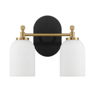 Vortex - 2 Lights Vanity In Style For Over Bathroom Mirror Wall Sconce - Black / Gold / White